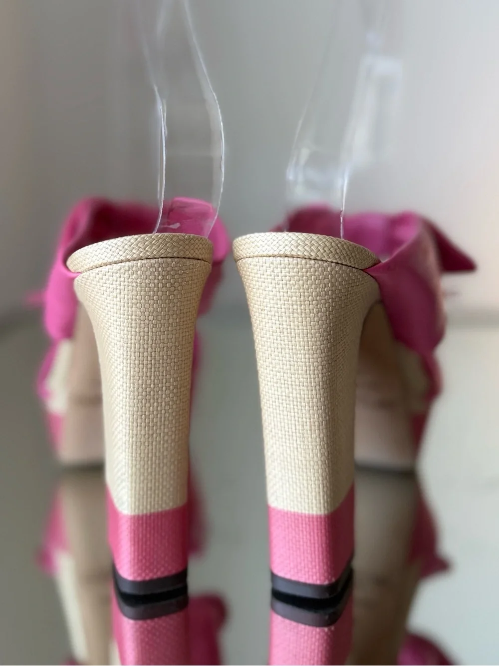EUC JIMMY CHOO Rua 120 leather and raffia platform sandals 37 $975
